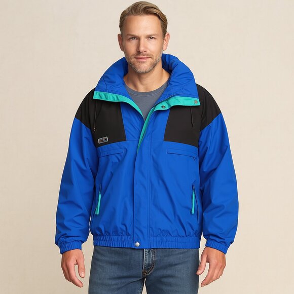 Columbia Vamoose Puffer Jacket XL/Neon Blue, Black & Teal | Double-Layered Warm - Picture 1 of 9